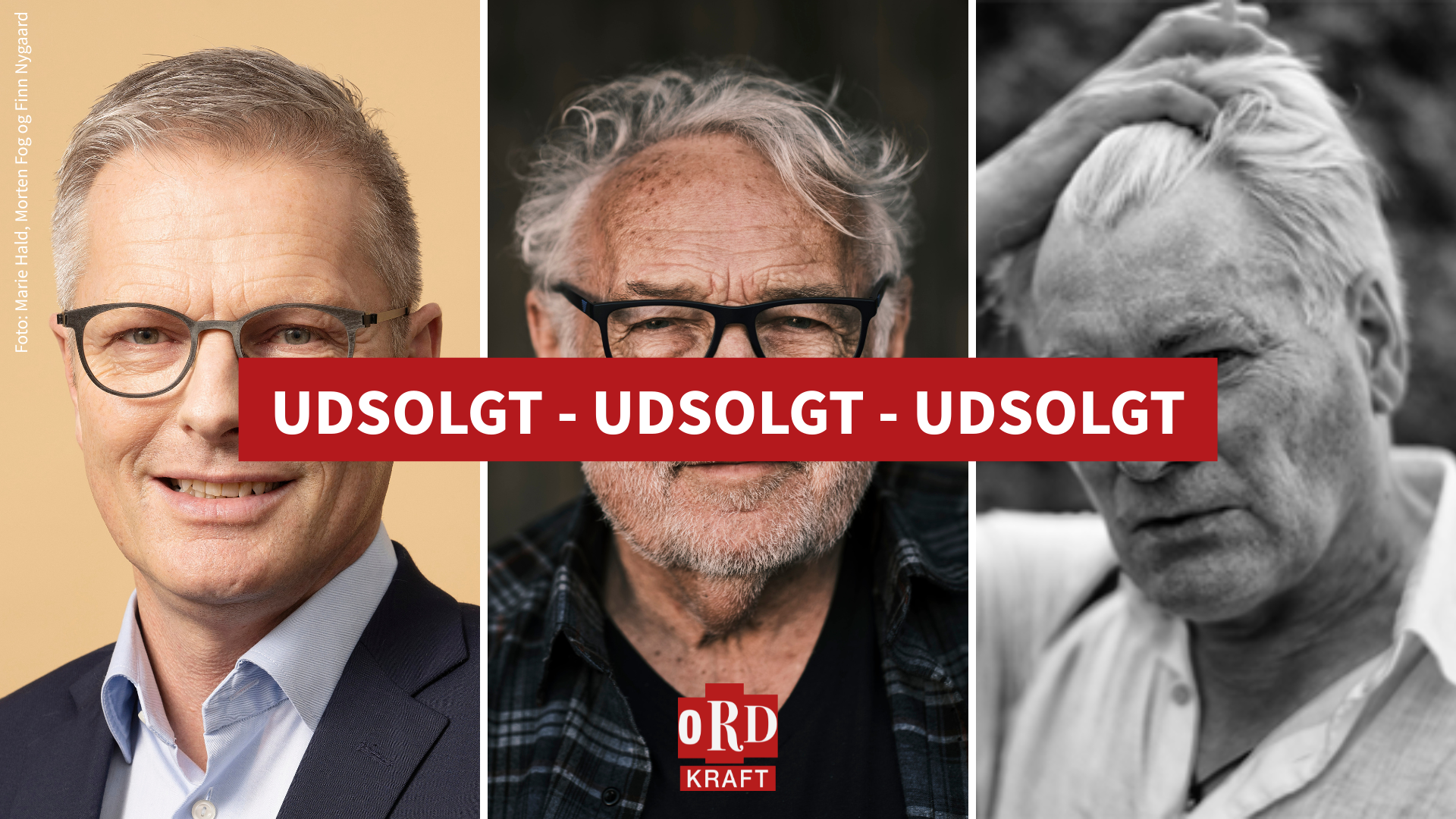 Portrætter af Flemming Møller, Niels Hausgaard og Evanthore Vestergaard